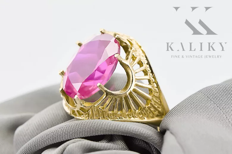 Ring Vintage Jewlery Amethyst 14K Yellow gold vrc003y